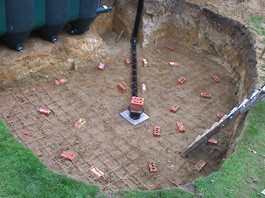 Bottom drain & wire mesh re-inforcements